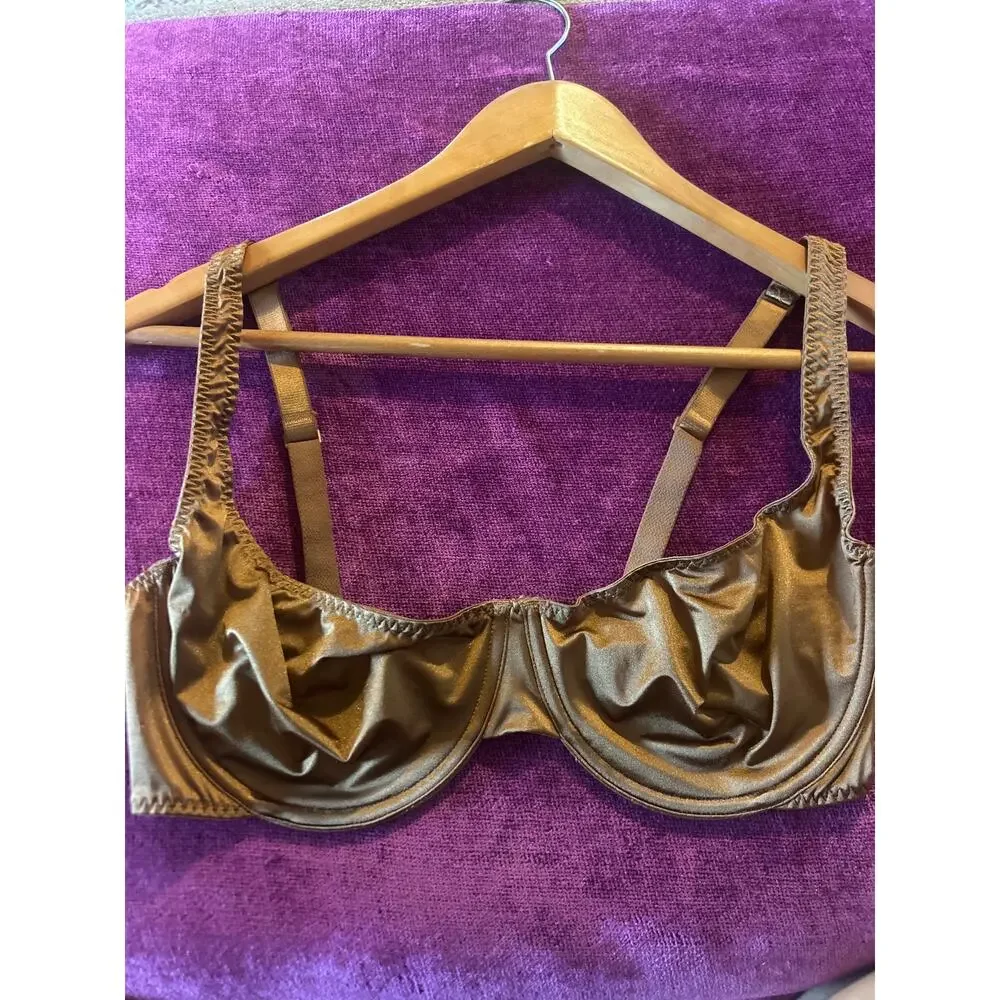 SKIMS Stretch Satin Underwire Bra Bronze Size 36D EXCELLENT CONDITION Loungewear